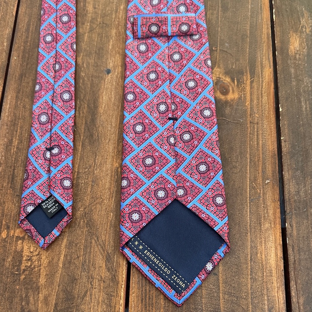 Ermenegildo Zegna Geometric Red and Blue Tie